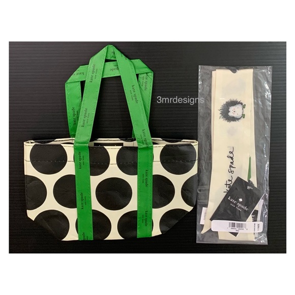 NWT Kate Spade ♠️ CRITTERS 100% Silk Hair/Bag Skinny Scarf + K.S.Mini Tote Bag - Picture 11 of 11